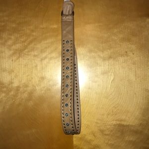 Final price Tan leather w/ turquoise and brass